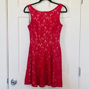 Red Lace Mini Dress by Speckless with Zipper Closure Size S